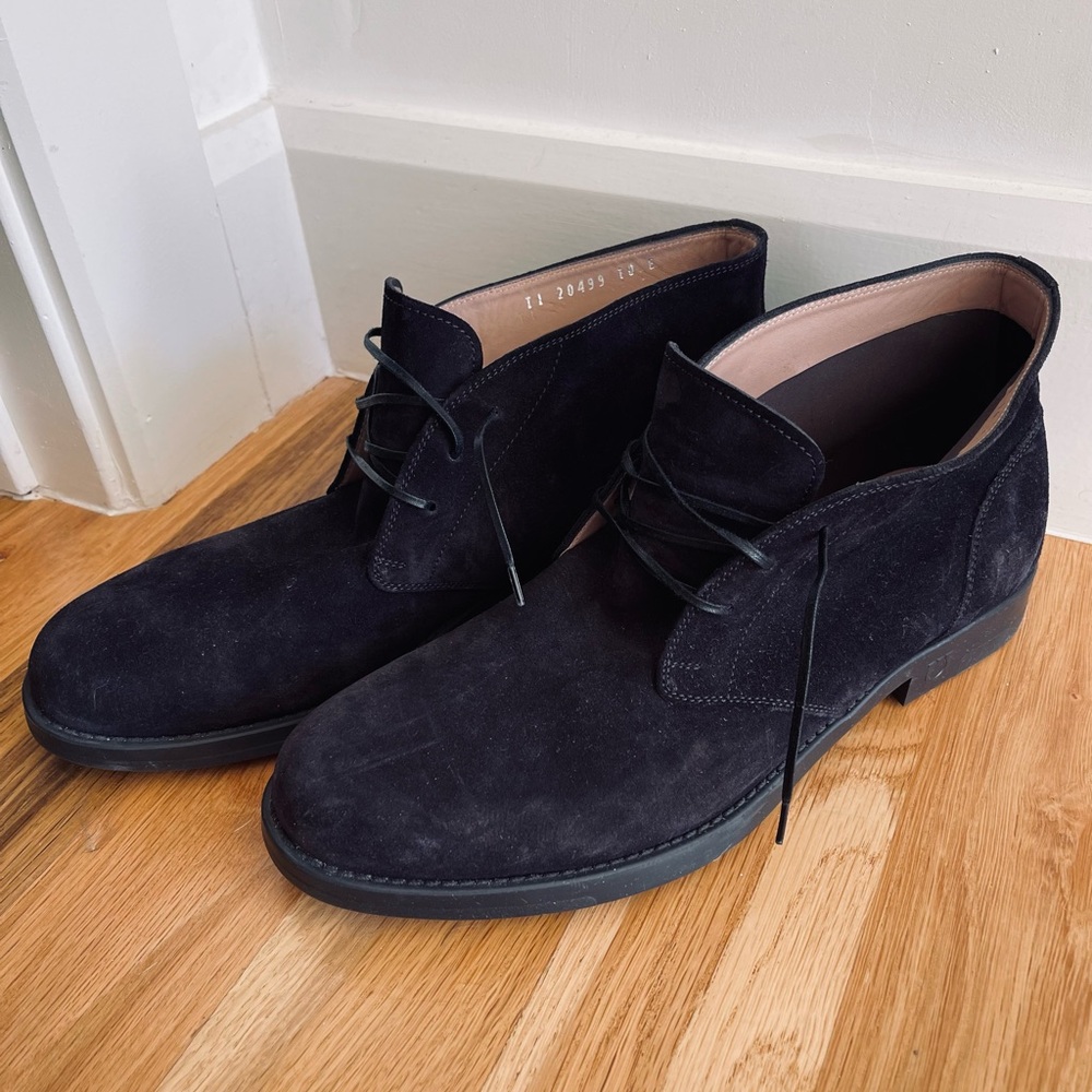 Salvatore Ferragamo Black Suede Leather Desert Boots Shoe Sz 10 Like New